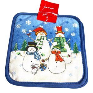 2~Snowman Family Kitchen Piece Pot Holder Holiday Style 7"x7" Cotton & Polyester